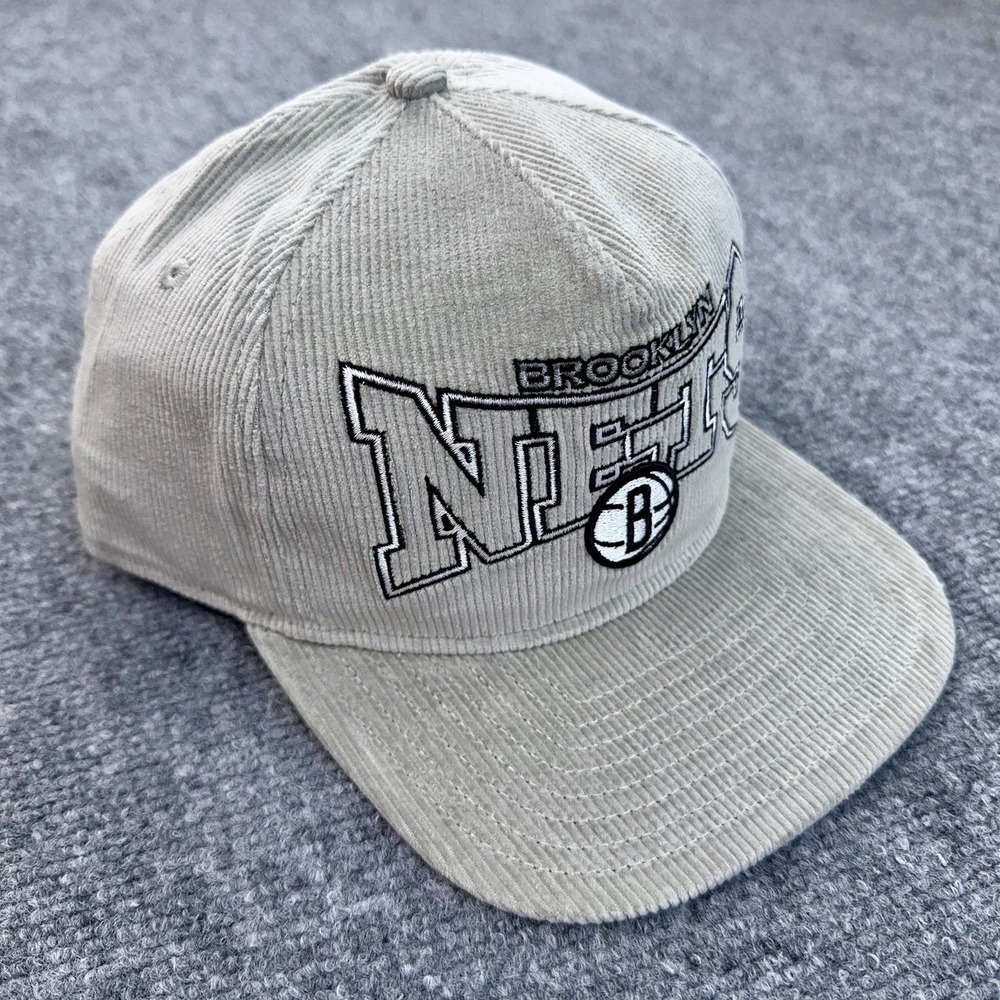 Brooklyn Nets Hat New Era The Golfer Corduroy Gray Snapback Reverse Arch NBA Cap - Picture 2 of 8